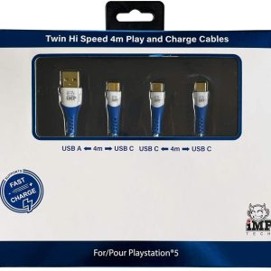 MP Tech PS5 High Speed 4 Metre Play & Charge Cable Twin Pack (PS5)