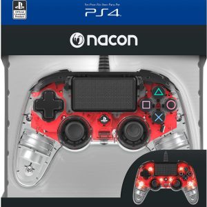 Nacon Compact Wired Illuminated Light Edition Controller (Red) PS4